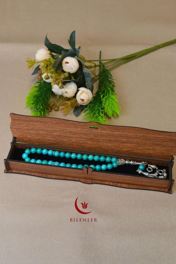 Firuze Taşlı 33’lü Erkek Tesbih – Doğal Taş, Özel Kutulu - Image 1