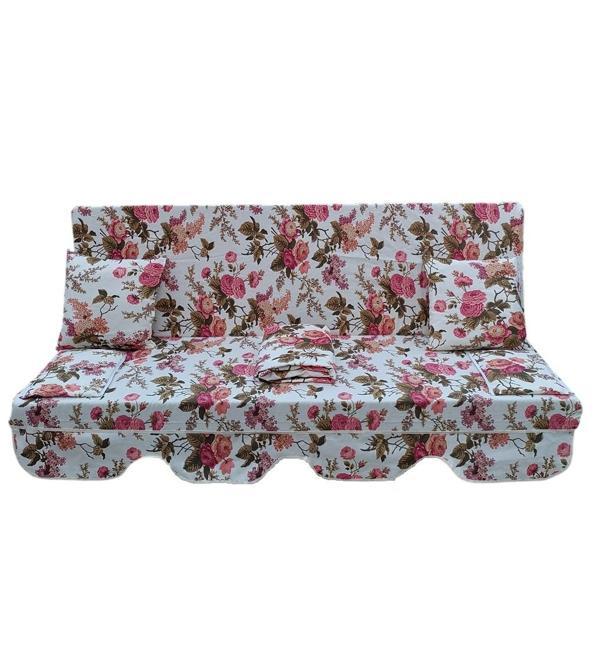 Mandaş Süngersiz 3 Kişilik Salıncak Minder Seti (Pamuklu Kumaş)-İngiliz Gülü Pembe - Image 1