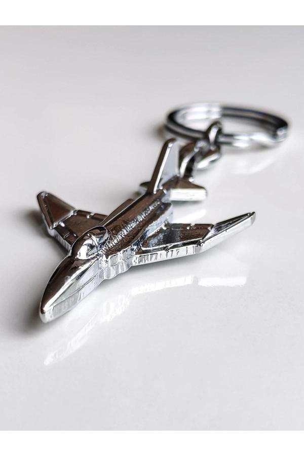 Gümüş Renkli Metal Uçak Anahtarlık - Image 1