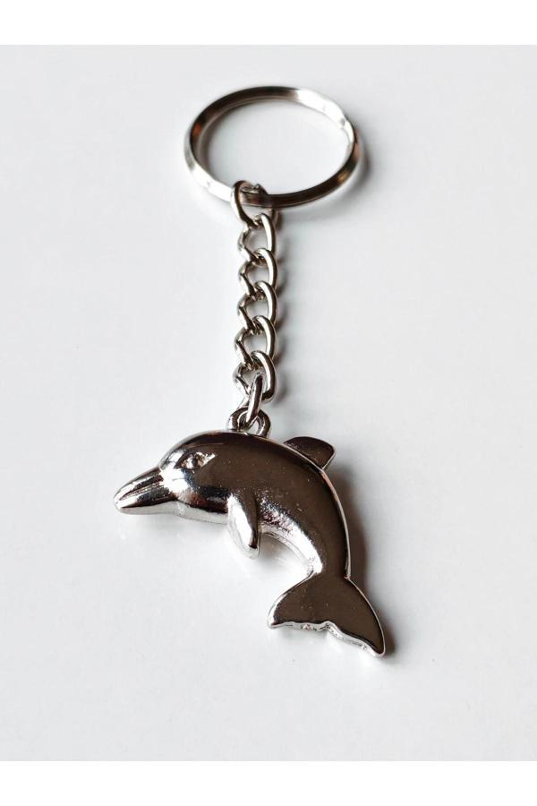 Gümüş Renkli Yunus Balığı Metal Anahtarlık - Image 1