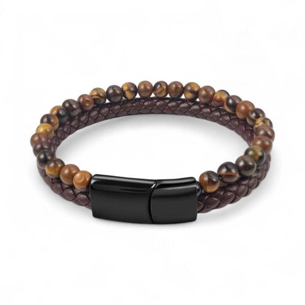 Moncuk Design Kaplan Gözü Doğaltaş Deri Erkek Bileklik 33512B7D8 - Image 1