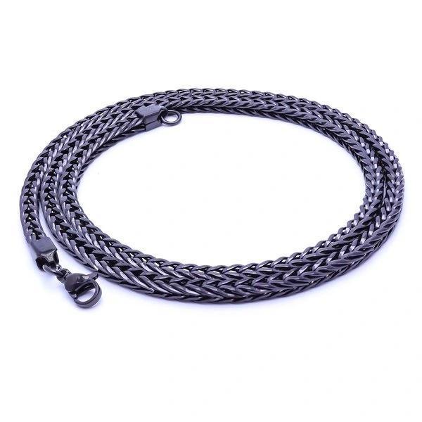 Moncuk Design Köşeli Kral Bakla Örgülü Çelik Kolye 4Mm 3351CEK026 - Image 1