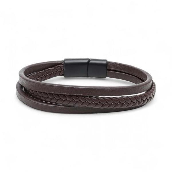 Moncuk Design Sadece Kahverengi Saç Örgü Ve Çelik Bileklik 33513B10D4 - Image 1