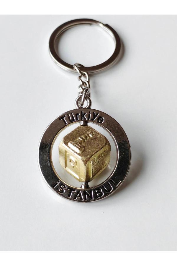 Motifli Zar Sarı Metalik Anahtarlık - Image 1