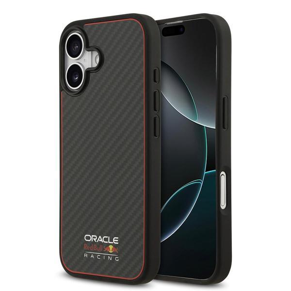 Red Bull İphone 17 Kılıf Redbull Lisanslı M-Safeli Karbon Fiber Parlayan Logolu Kevlar Kapak  Siyah - Image 1