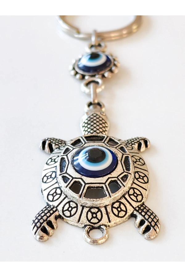 Nazar Boncuklu Kaplumbağa Metal Anahtarlık - Image 1