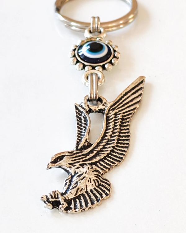 Nazar Boncuklu Kartal Figürlü Metal Anahtarlık - Image 1