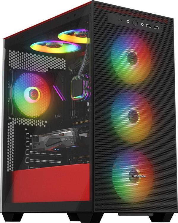 Rampage Blaze Mesh Siyah Temperli Camlı 4*12Cm Argb Fan Mid-T Gaming Oyuncu Kasası - Image 1