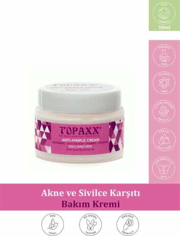 Topaxx Sivilce Akne Ve Siyah Nokta Karşıtı Yağlı Ve Karma Ciltler İçin Gözenek Azaltıcı Krem 50 ml - Image 1