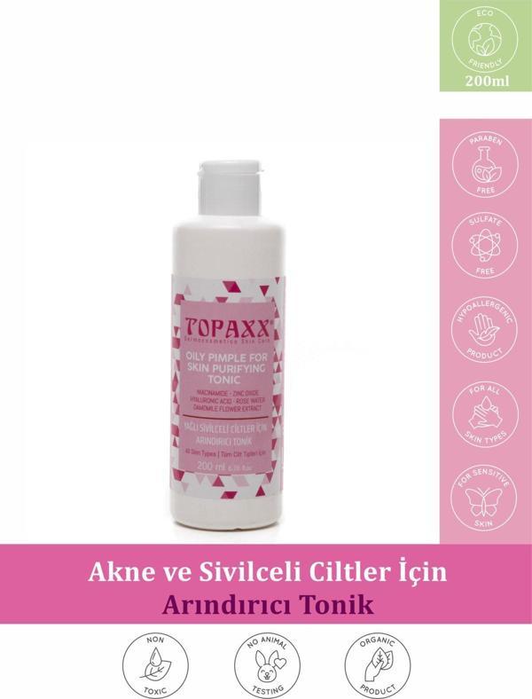 Topaxx Sivilce Akne Ve Siyah Nokta Karşıtı Yağlı Ve Karma Ciltler İçin Gözenek Azaltıcı Tonik 200 ml - Image 1