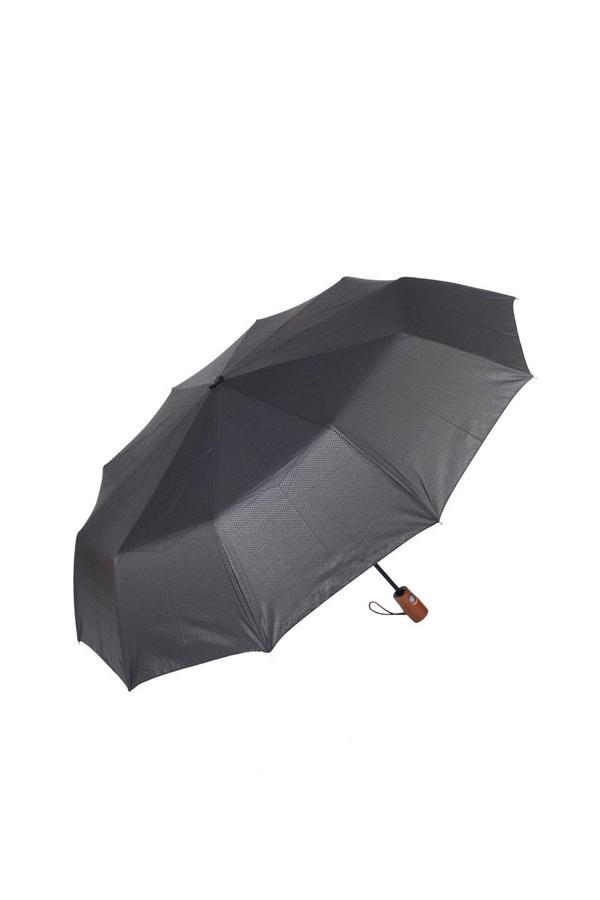 Marlux Siyah Desenli Ahşap Saplı Tam Otomatik Premium Lüks Erkek Şemsiye M21MAR1002MR002 - Image 1