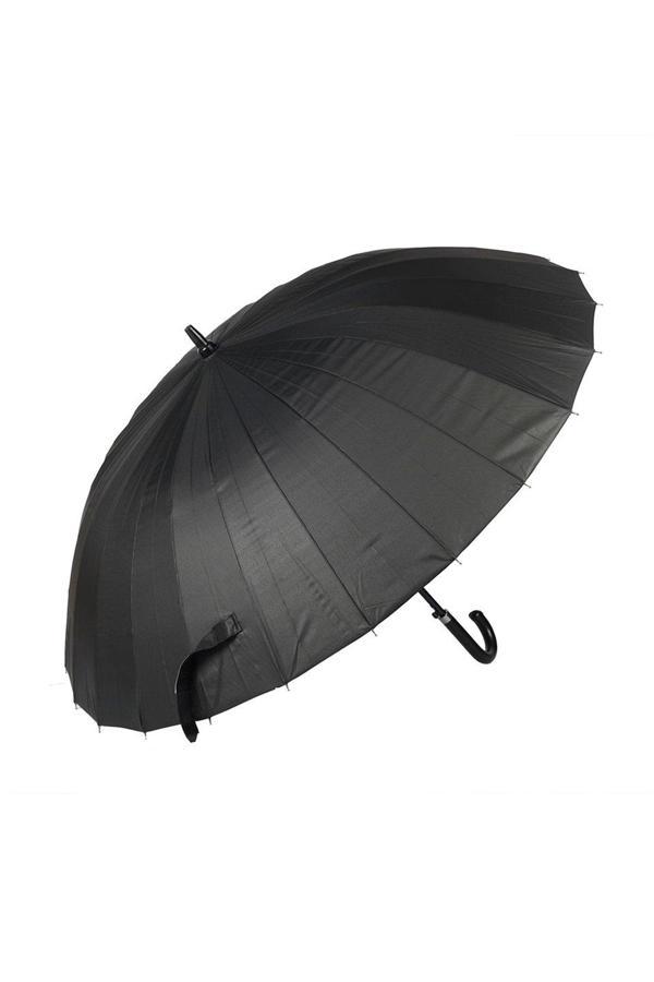 Marlux Siyahdesenli Baston 24 Fiber Tel Hakiki Deri Saplı Premium Protokol Şemsiye M21MAR1024R002 - Image 1