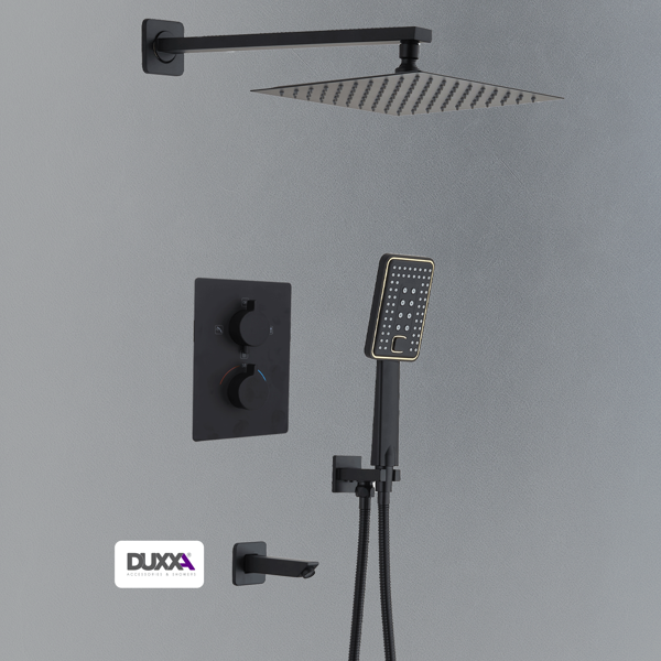 Duxxa Pera Kare Termostatik Ankastre Duş Seti Siyah D.052.MS - Image 1