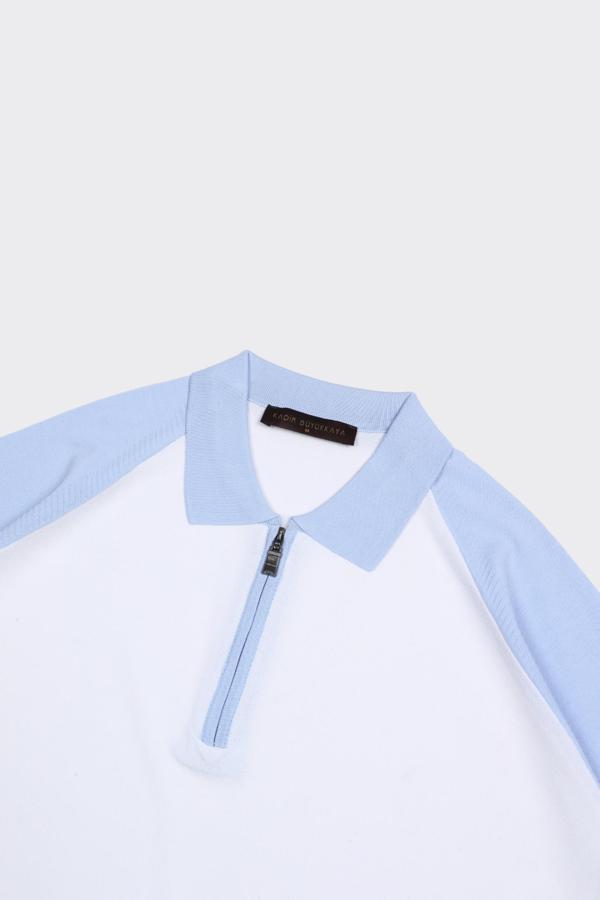 Fermuarlı Polo Yaka Kısa Kol Erkek T-Shirt-KAX6046S - Image 1