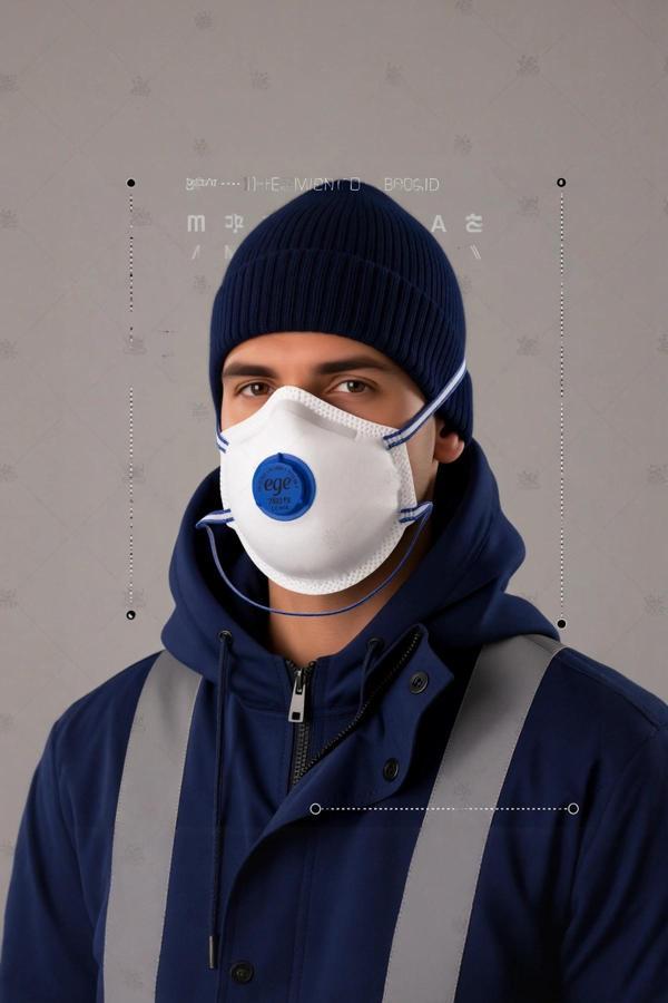 Ege FFP2 2403 Kubbeli Solunum Maskesi IsG Korumasi Kubbe Ventilli Tam Yüz Koruyucu Maske - Image 1