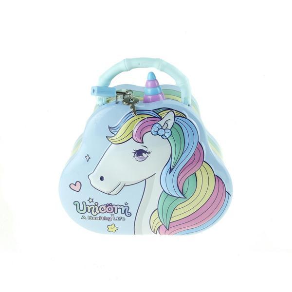 Kumbara Metal Unicorn Desenli Kilitli Kumbara - Image 1