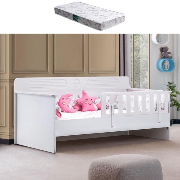 Karyola, Flora Montessori Karyola - Beyaz + 1 Adet Comfort Yatak - Image 1