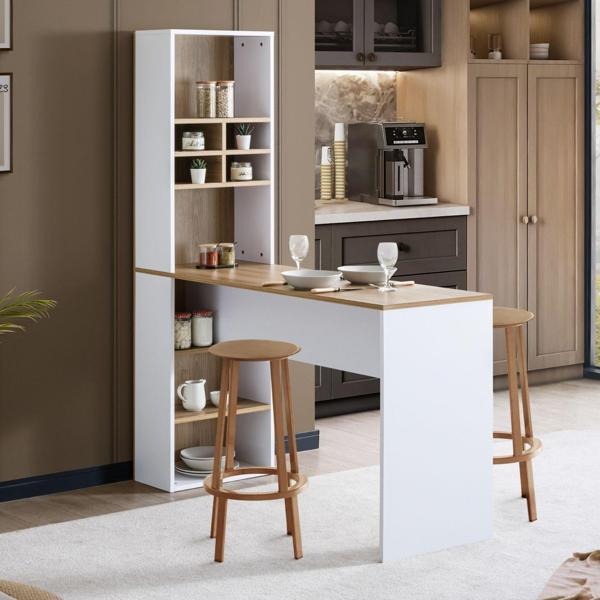 Blesk Nova Çok Amaçlı Raflı Bar Masası – Mutfak Adası ve Yemek Masası Olarak Kullanılabilir - Image 1