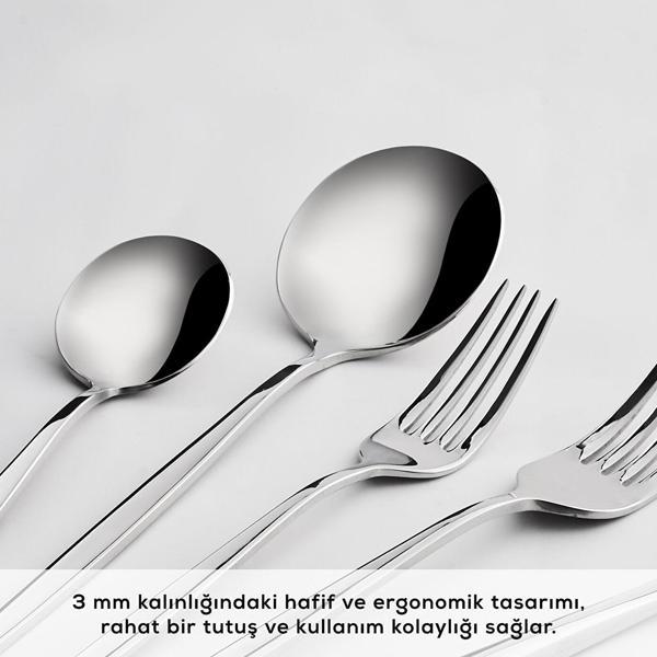 Karaca Porto 30 Parça 6 Kişilik Çatal Kaşık Bıçak Takımı Platin - Image 1