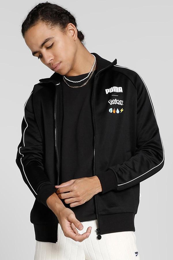 Puma X Pokemon T7 Ful Zip Jacket Erkek Pokemon Grafikli Spor Ceket Siyah - Image 1