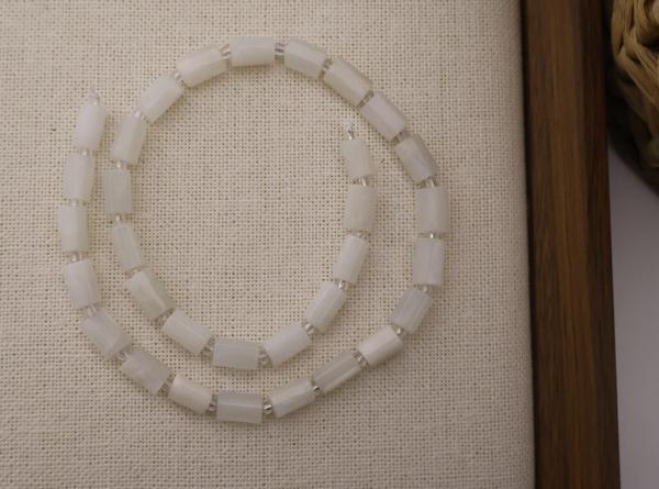 SİLİNDİR KÖŞELİ KESİM AY TAŞI 8X11 MM DOĞAL TAŞ DİZİ- YÜKSEK KALİTELİ DOĞAL TAŞ - Image 1