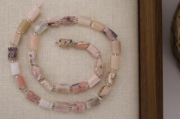 SİLİNDİR KÖŞELİ KESİM PEMBE OPAL 8X11 MM DOĞAL TAŞ DİZİ- YÜKSEK KALİTELİ DOĞAL TAŞ - Image 1