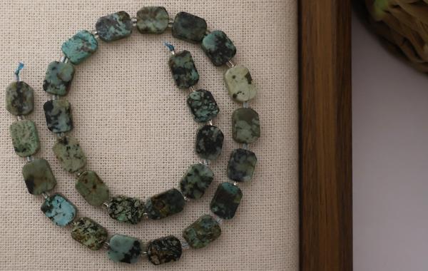 DİKDÖRTGEN KESİM TURKUAZ 8X12 MM DOĞAL TAŞ DİZİ- YÜKSEK KALİTELİ DOĞAL TAŞ - Image 1