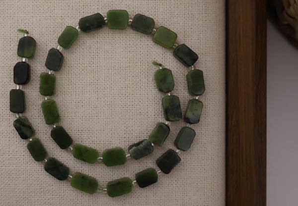 DİKDÖRTGEN KESİM YEŞİM TAŞI 8X12 MM DOĞAL TAŞ DİZİ- YÜKSEK KALİTELİ DOĞAL TAŞ - Image 1