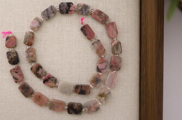 DİKDÖRTGEN KESİM RODONİT 8X12 MM DOĞAL TAŞ DİZİ- YÜKSEK KALİTELİ DOĞAL TAŞ - Image 1