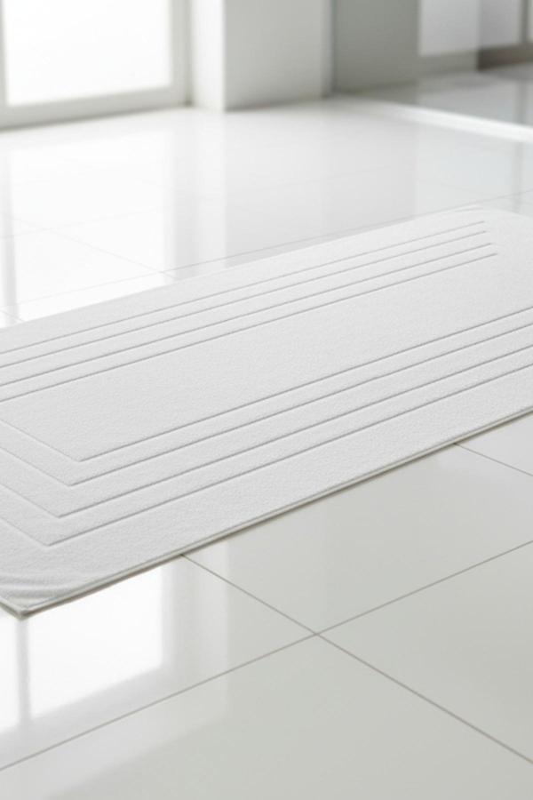 Alora Beyaz Büyük Ayak Havlusu - 60x130 Cm , 690GR %100 Pamuk, Spa Ve Otel Banyo Paspası  - Image 1