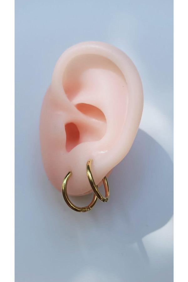 Ares Collection Cerrahi Çelik Gold Halka Küpe - Image 1