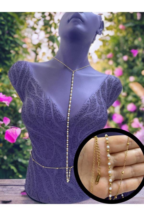 Ares Collection Paslanmaz Çelik İnci Detaylı Vücut Zinciri - Image 1