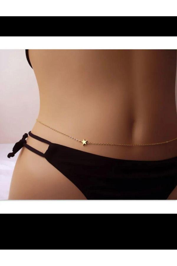 Ares Collection Yıldız Detaylı Gold Kaplama Bel Zinciri - Image 1