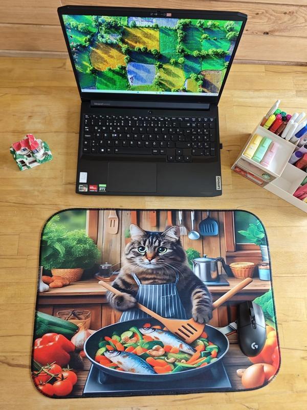 SGE TEKNOLOJİ 55X45 CM KEDİ ŞEF KAYDIRMAZ TABAN SPEED YÜZEY OYUNCU MOUSE PAD GAMİNG PAD - Image 1