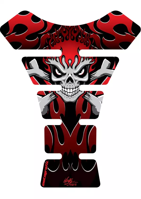 Motografix Skull Bones Tankpad - Red  - Image 1