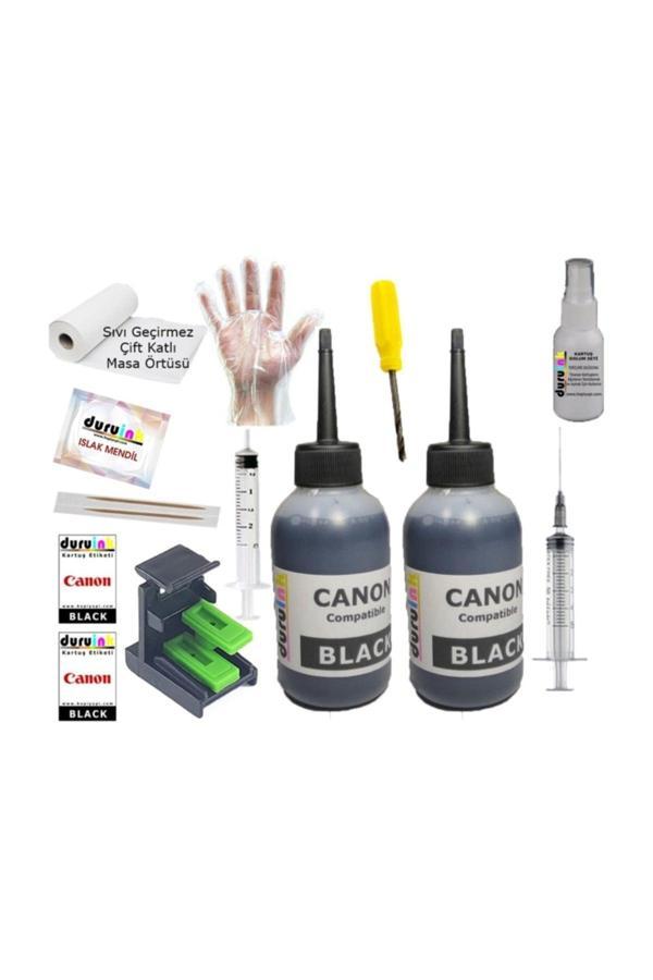 Duruink Canon (E404 E414 E464 E474 E484) Siyah Kartuş Mürekkep Dolum Seti Pg 46  2X100 Ml Renk - Image 1