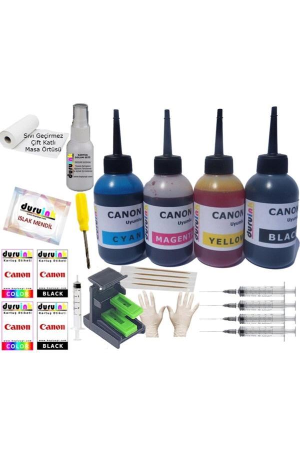 Duruink Canon (E404 E414 E464 E474 E484) Kartuş Mürekkep Dolum Seti Pg 46 Cl 56 4X100 Ml Renk - Image 1