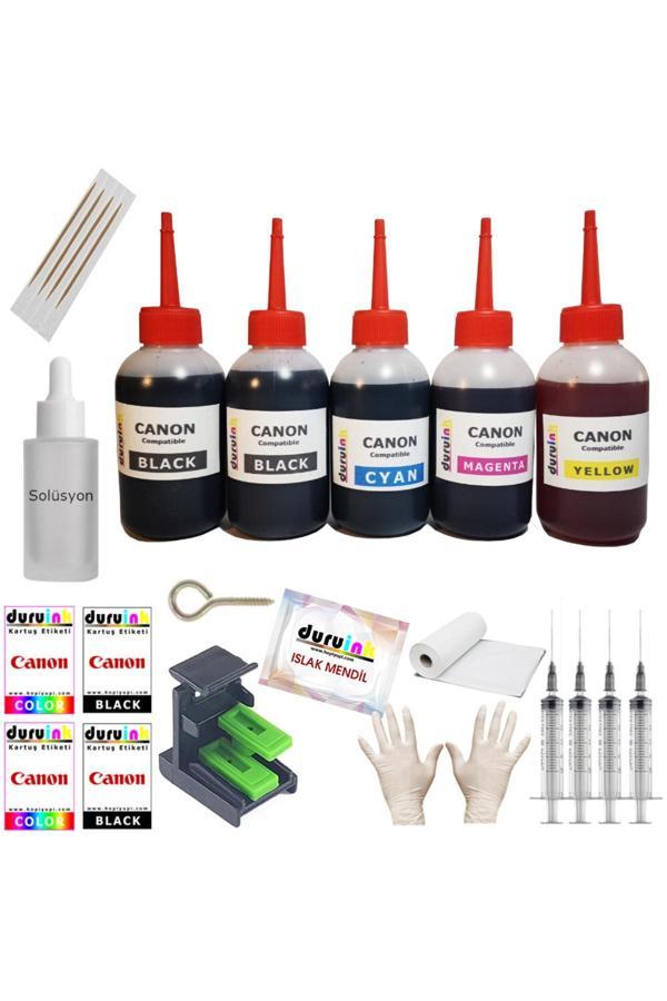 Duruink Canon Ip2600 Mp140 Mp190 Pg 37 Cl 38 Kartuş Dolum Seti 5 Li Set 5X100 Ml Mürekkep - Image 1