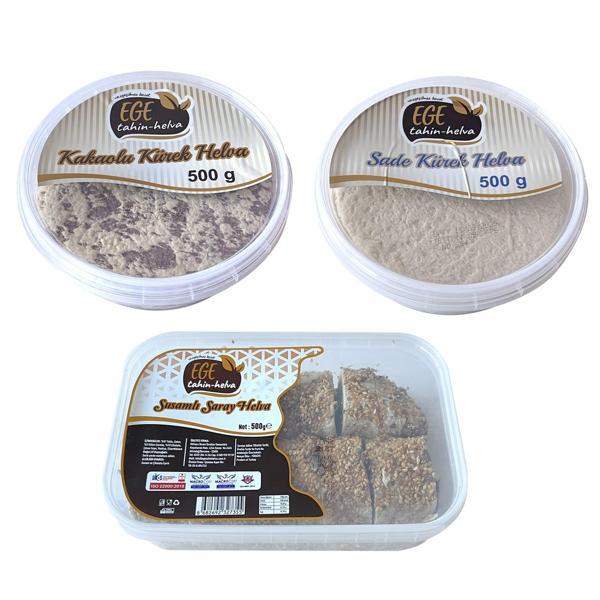 EGE HELVA Sade - Kakaolu - Susamlı Saray Helva 3 lü Karma Paket - Image 1