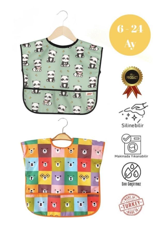 Anp Moda Tasarım	 Sıvı Gecirmez 2’li Set Kolsuz Mama - Aktivite Önlüğü 0-24 Ay - Image 1