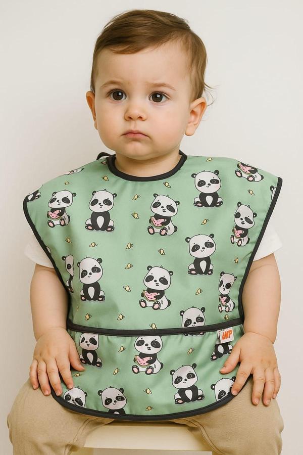 Anp Moda Tasarım	 Sıvı Geçirmez Mama-Salya Önlüğü (PANDA) 0-36 Ay - Image 1