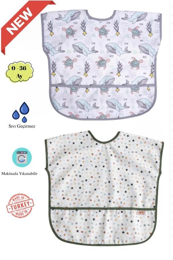 Anp Moda Tasarım	 Sıvı Geçirmez Desenli Mama-salya Önlüğü - Image 1