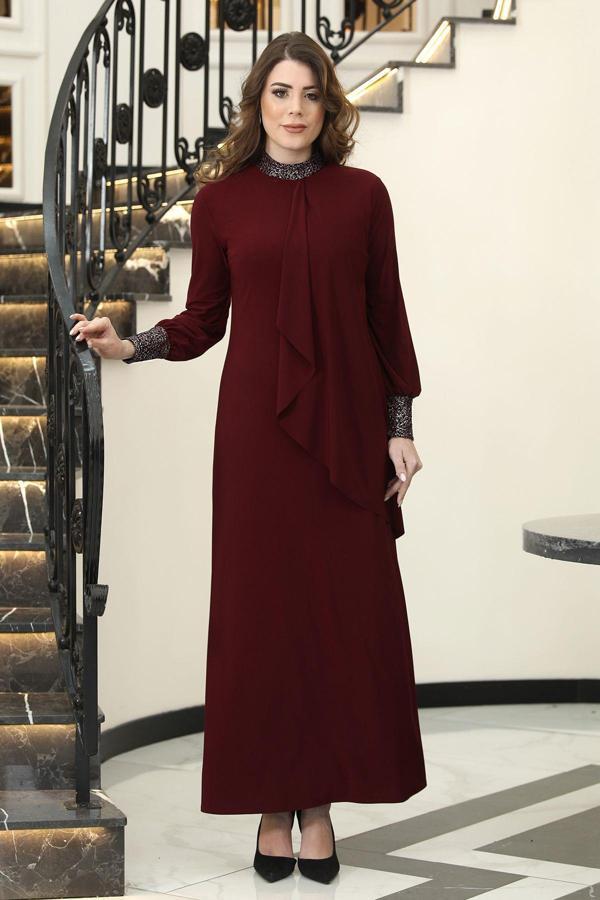 Efsane Tesettür Elbise Bordo - Image 1