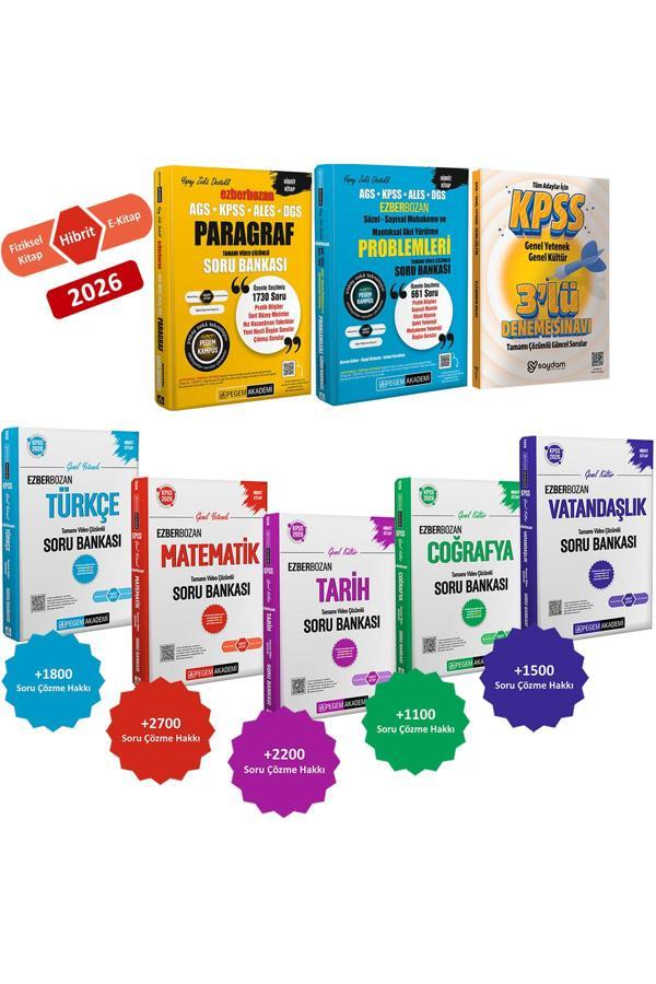 2026 KPSS Ezberbozan Tüm Dersler Video Çözümlü Soru Bankası-Paragraf-Akıl Yürütme(Hibrit Kitap) - Pegem Akademi Yayıncılık - Image 1