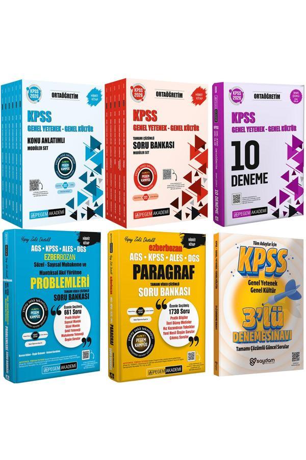 2026 KPSS Ortaöğretim Konu Anlatımlı 6 Kitap-Soru Bankası 5 Kitap-10 Deneme-Paragraf-Akıl Yürütme - Pegem Akademi Yayıncılık - Image 1