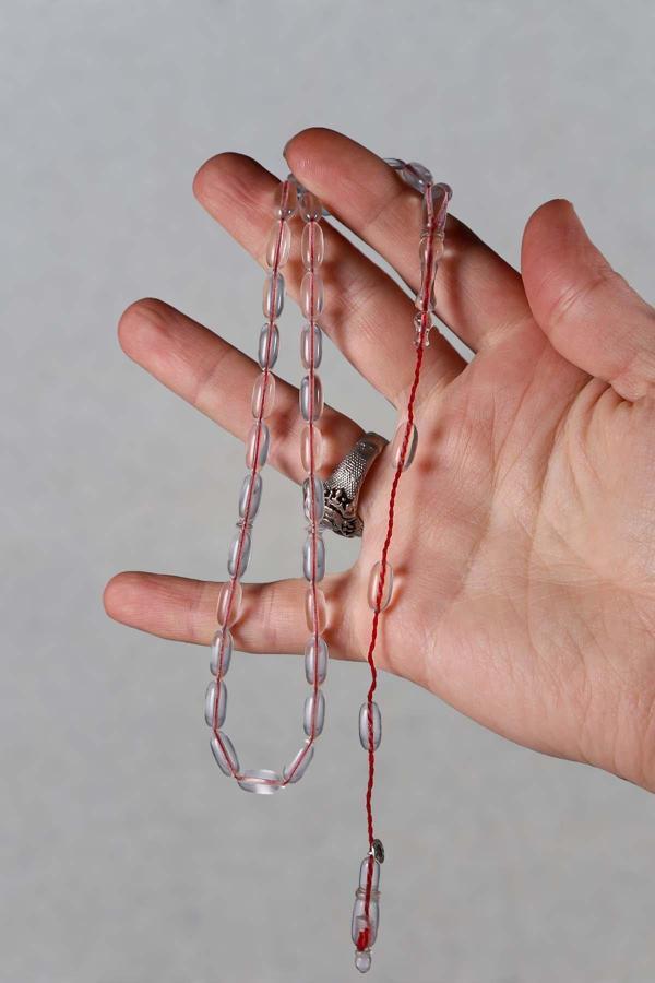 Usta İşi  Zarif Yapılı Şeffaf  Uçak Camı Tesbih - Image 1