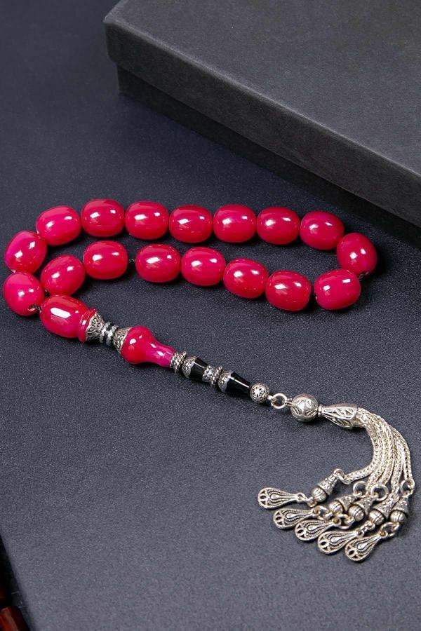 Nakkaş İmame İşçilikli 17'lik Sıkma Kehribar Tesbih - Image 1