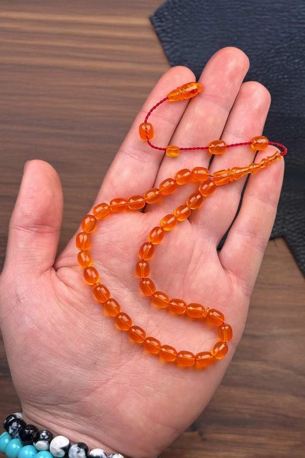 7*6 Küçük Boy Usta Mühürlü Zar Kehribar Tesbih - Image 1