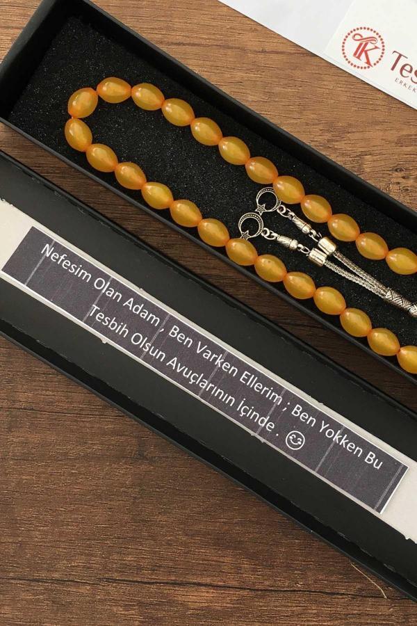 Karton Kutuda Sevgiliye Özel Yazı Toz Kehribar Tesbih - Image 1