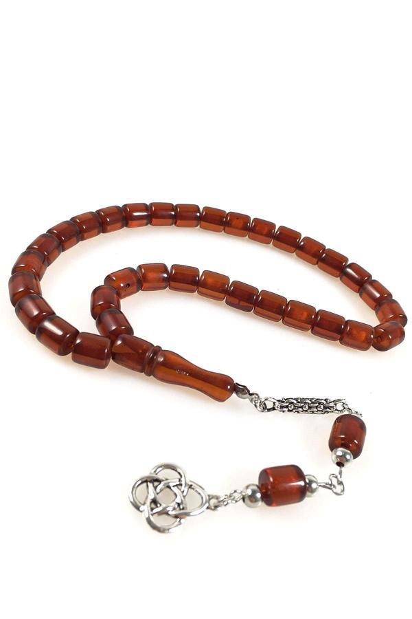 Yarım Kesme Tane Bal Rengi Tek Dal Püsküllü Toz Kehribar Tesbih - Image 1